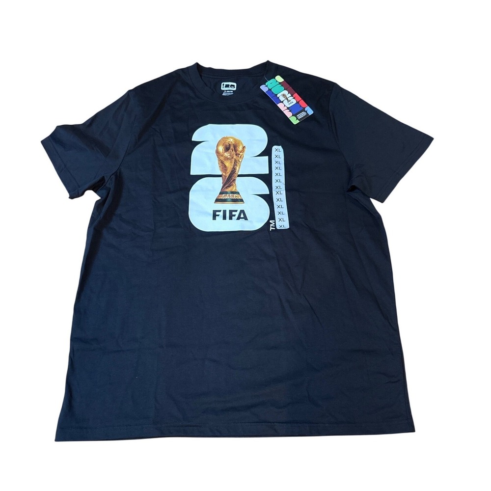 FIFA World Cup 2026 T-Shirt Mens Black NWT Graphic Trophy Tee SIZE XL